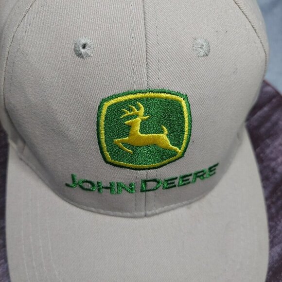 John Deere Logo Cotton Hat Tan/Khaki Adjustable Green Power Farming Embroidered - Picture 9 of 15